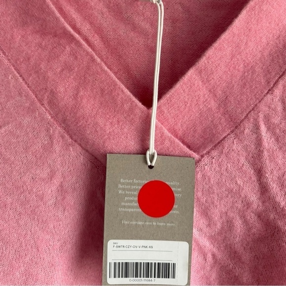 Everlane The Cozy Stretch V-neck Sweater Pullover‎ Pink XS Wool Pink Peony - Picture 3 of 5
